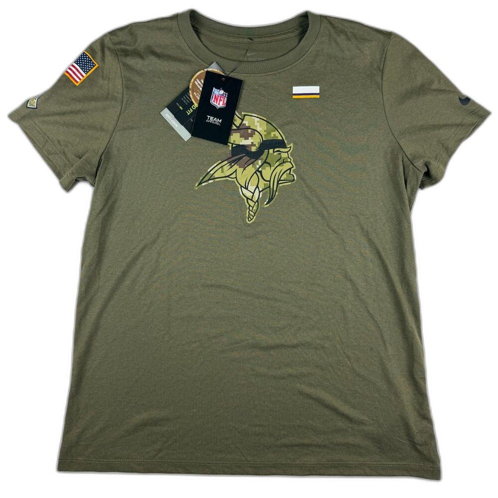 NWT Nike Minnesota Vikings Salute to Service Tee Sz L Olive NFL